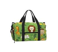Mexpekil Borsone da palestra con scomparto per scarpe, impermeabile, grande borsa da viaggio per il fine settimana durante la notte, Cartone animato Lion Giraffa, One Size, Classico