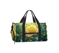 Mexpekil Borsone da palestra con scomparto per scarpe, impermeabile, grande borsa da viaggio per il fine settimana durante la notte, Farfalle Rose Gialle, One Size, Classico