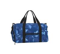 Mexpekil Borsone da palestra con scomparto per scarpe, impermeabile, grande borsa da viaggio per il fine settimana durante la notte, Boho Foglie Blu, One Size, Classico