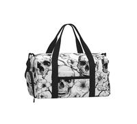 Mexpekil Borsone da palestra con scomparto per scarpe, impermeabile, grande borsa da viaggio per il fine settimana durante la notte, Teschi Fiori Di Ciliegio, One Size, Classico