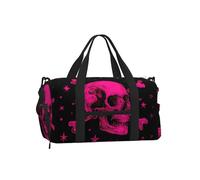 Mexpekil Borsone da palestra con scomparto per scarpe, impermeabile, grande borsa da viaggio per il fine settimana durante la notte, Teschio rosa caldo stella, One Size, Classico