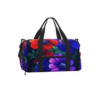 Mexpekil Borsone da palestra con scomparto per scarpe, impermeabile, grande borsa da viaggio per il fine settimana durante la notte, Fiore Viola Rosso Neon, One Size, Classico