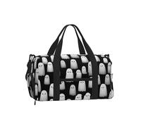 Mexpekil Borsone da palestra con scomparto per scarpe, impermeabile, grande borsa da viaggio per il fine settimana durante la notte, Fantasma Carino Bianco, One Size, Classico