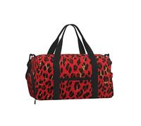 Mexpekil Borsone da palestra con scomparto per scarpe, impermeabile, grande borsa da viaggio per il fine settimana durante la notte, Pelle con stampa leopardata rossa, One Size, Classico