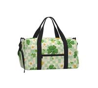 Mexpekil Borsone da palestra con scomparto per scarpe, impermeabile, grande borsa da viaggio per il fine settimana durante la notte, Margherita Trifoglio Verde A Scacchi, One Size, Classico