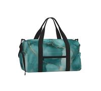 Mexpekil Borsone da palestra con scomparto per scarpe, impermeabile, grande borsa da viaggio per il fine settimana durante la notte, Marmo verde acqua, One Size, Classico