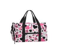 Mexpekil Borsone da palestra con scomparto per scarpe, impermeabile, grande borsa da viaggio per il fine settimana durante la notte, Cuori rosa e neri, One Size, Classico