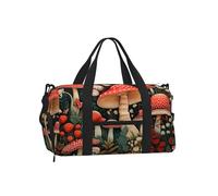 Mexpekil Borsone da palestra con scomparto per scarpe, impermeabile, grande borsa da viaggio per il fine settimana durante la notte, Foglia Rossa Fungo, One Size, Classico