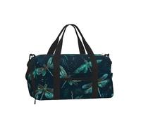 Mexpekil Borsone da palestra con scomparto per scarpe, impermeabile, grande borsa da viaggio per il fine settimana durante la notte, Ali vorticose di libellule, One Size, Classico