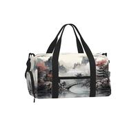 Mexpekil Borsone da palestra con scomparto per scarpe, impermeabile, grande borsa da viaggio per il fine settimana durante la notte, Inchiostro Natura Paesaggio, One Size, Classico