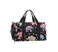 Mexpekil Borsone da palestra con scomparto per scarpe, impermeabile, grande borsa da viaggio per il fine settimana durante la notte, Elefante colorato Love, One Size, Classico