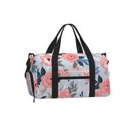 Mexpekil Borsone da palestra con scomparto per scarpe, impermeabile, grande borsa da viaggio per il fine settimana durante la notte, Piante Fiori Rosa, One Size, Classico