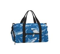 Mexpekil Borsone da palestra con scomparto per scarpe, impermeabile, grande borsa da viaggio per il fine settimana durante la notte, Squali Nuoto Blu, One Size, Classico