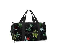 Mexpekil Borsone da palestra con scomparto per scarpe, impermeabile, grande borsa da viaggio per il fine settimana durante la notte, Foglie di Cannabis, One Size, Classico
