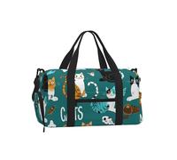Mexpekil Borsone da palestra con scomparto per scarpe, impermeabile, grande borsa da viaggio per il fine settimana durante la notte, Carino gatti Pesce, One Size, Classico