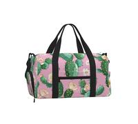 Mexpekil Borsone da palestra con scomparto per scarpe, impermeabile, grande borsa da viaggio per il fine settimana durante la notte, Fiore Di Cactus Verde Rosa, One Size, Classico
