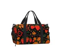 Mexpekil Borsone da palestra con scomparto per scarpe, impermeabile, grande borsa da viaggio per il fine settimana durante la notte, Ramo di fragole, One Size, Classico