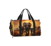 Mexpekil Borsone da palestra con scomparto per scarpe, impermeabile, grande borsa da viaggio per il fine settimana durante la notte, Migrazione degli elefanti, One Size, Classico