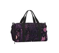 Mexpekil Borsone da palestra con scomparto per scarpe, impermeabile, grande borsa da viaggio per il fine settimana durante la notte, Gatto Nero Luna Boho, One Size, Classico