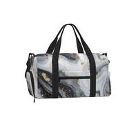 Mexpekil Borsone da palestra con scomparto per scarpe, impermeabile, grande borsa da viaggio per il fine settimana durante la notte, Marmo Grigio Nero, One Size, Classico