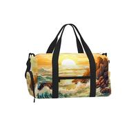 Mexpekil Borsone da palestra con scomparto per scarpe, impermeabile, grande borsa da viaggio per il fine settimana durante la notte, Onde Tramonto, One Size, Classico