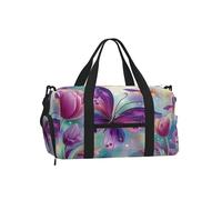 Mexpekil Borsone da palestra con scomparto per scarpe, impermeabile, grande borsa da viaggio per il fine settimana durante la notte, Tulipano Farfalle Colorate Diamanti, One Size, Classico