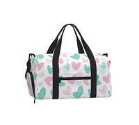Mexpekil Borsone da palestra con scomparto per scarpe, impermeabile, grande borsa da viaggio per il fine settimana durante la notte, Cuore rosa e verde acqua, One Size, Classico