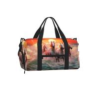 Mexpekil Borsone da palestra con scomparto per scarpe, impermeabile, grande borsa da viaggio per il fine settimana durante la notte, Cavallo Sea Run, One Size, Classico