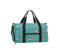 Mexpekil Borsone da palestra con scomparto per scarpe, impermeabile, grande borsa da viaggio per il fine settimana durante la notte, Turchese Mucca Cartoon, One Size, Classico