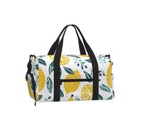 Mexpekil Borsone da palestra con scomparto per scarpe, impermeabile, grande borsa da viaggio per il fine settimana durante la notte, Foglie di limone, One Size, Classico