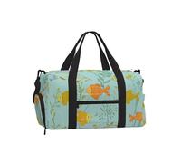 Mexpekil Borsone da palestra con scomparto per scarpe, impermeabile, grande borsa da viaggio per il fine settimana durante la notte, Pesce Cartoon Nuoto, One Size, Classico