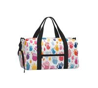 Mexpekil Borsone da palestra con scomparto per scarpe, impermeabile, grande borsa da viaggio per il fine settimana durante la notte, Colorato Handprint, One Size, Classico
