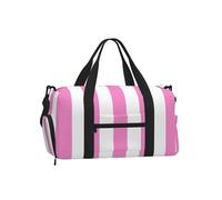 Mexpekil Borsone da palestra con scomparto per scarpe, impermeabile, grande borsa da viaggio per il fine settimana durante la notte, Rosa Bianco A Strisce, One Size, Classico