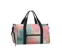 Mexpekil Borsone da palestra con scomparto per scarpe, impermeabile, grande borsa da viaggio per il fine settimana durante la notte, Astratto Rosa Verde, One Size, Classico
