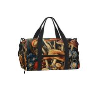 Mexpekil Borsone da palestra con scomparto per scarpe, impermeabile, grande borsa da viaggio per il fine settimana durante la notte, Pianta Vintage Funghi, One Size, Classico