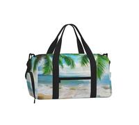 Mexpekil Borsone da palestra con scomparto per scarpe, impermeabile, grande borsa da viaggio per il fine settimana durante la notte, Estate Spiaggia Palma, One Size, Classico