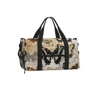 Mexpekil Borsone da palestra con scomparto per scarpe, impermeabile, grande borsa da viaggio per il fine settimana durante la notte, Parola Farfalle Vintage, One Size, Classico