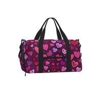 Mexpekil Borsone da palestra con scomparto per scarpe, impermeabile, grande borsa da viaggio per il fine settimana durante la notte, Cuori Neon Love, One Size, Classico