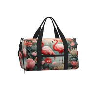 Mexpekil Borsone da palestra con scomparto per scarpe, impermeabile, grande borsa da viaggio per il fine settimana durante la notte, Pianta Fenicottero Rosa, One Size, Classico