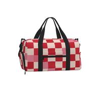 Mexpekil Borsone da palestra con scomparto per scarpe, impermeabile, grande borsa da viaggio per il fine settimana durante la notte, Motivo a scacchiera rosa rossa, One Size, Classico