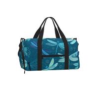 Mexpekil Borsone da palestra con scomparto per scarpe, impermeabile, grande borsa da viaggio per il fine settimana durante la notte, Libellule Blu Volare, One Size, Classico