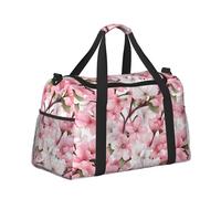 Mexpekil Borsone da viaggio a mano con fiori rosa e bianchi, impermeabile, per sport, palestra, danza, grande, weekender, per la notte, pieghevole, da viaggio, per donne e uomini, Fiore Rosa Bianco,
