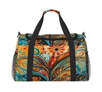 Mexpekil Borsone da viaggio Art Boho Paisley floreale fiore Carry On Tote Borse per donne uomini Sport Gym Bag leggero Weekender Bag Borsa da notte con tracolla, Multi, Taglia unica, Borsone da
