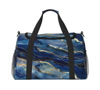 Mexpekil Borsone da viaggio astratto liquido blu dorato marmo borsone da viaggio borsa da uomo donna sport fine settimana notte palestra borsone borsa da trasporto, Multicolore, 19.7x10.2x13 in,