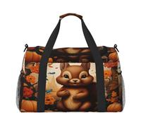 Mexpekil Borsone da viaggio Autunno Pumpins Scoiattolo Animale Carry On Tote Borse per Donne Uomini Sport Palestra Duffel Leggero Weekender Pernottamento Borsa con Tracolla, Multi, Taglia unica