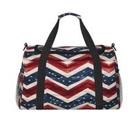 Mexpekil Borsone da viaggio blu rosso Wihte Zigzag Stripe Carry On Tote Bags per donne uomini borsa sportiva da palestra leggera borsa da weekend borsa da notte con tracolla, Multi, Taglia unica