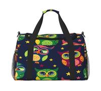 Mexpekil Borsone da viaggio carino cartone animato uccello gufo animale borsone da viaggio uomo donna sport fine settimana notte palestra borsone borsa da trasporto, Multicolore, 19.7x10.2x13 in,