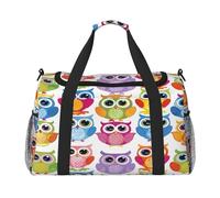 Mexpekil Borsone da viaggio carino colorato gufo uccello borsone da viaggio uomo donna sport fine settimana notte palestra borsone borsa da trasporto, Multicolore, 19.7x10.2x13 in, Borsone da viaggio