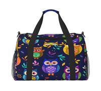 Mexpekil Borsone da viaggio carino colorato uccello gufo foglie borsone da viaggio uomo donna sport fine settimana notte palestra borsone borsa da trasporto, Multicolore, 19.7x10.2x13 in, Borsone da