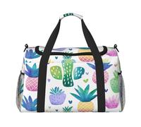 Mexpekil Borsone da viaggio colorato disegnato a mano ananas modello borsone da viaggio borsa da uomo donna sport fine settimana notte palestra borsone borsa da trasporto, Multicolore, 19.7x10.2x13